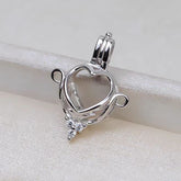 S925 silver heart-shaped pendant cage suitable for 9-10mm pearls(without pearl)